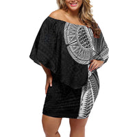 Samoan Tatau Off Shoulder Short Dress Art Tribal Traditional Tattoos - Polynesian Pride