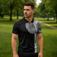 Samoan Tatau Zipper Polo Shirt Art Tribal Traditional Tattoos - Polynesian Pride