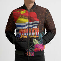 Kiribati Flag and Fireworks Bomber Puffer Jacket First Place Welcome the New Year - Polynesian Pride