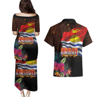 Kiribati Flag and Fireworks Couples Matching Puletasi and Hawaiian Shirt First Place Welcome the New Year - Polynesian Pride