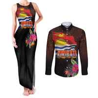 Kiribati Flag and Fireworks Couples Matching Tank Maxi Dress and Long Sleeve Button Shirt First Place Welcome the New Year - Polynesian Pride