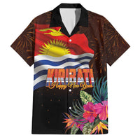 Kiribati Flag and Fireworks Family Matching Mermaid Dress and Hawaiian Shirt First Place Welcome the New Year LT03 Dad's Shirt - Short Sleeve Black - Polynesian Pride