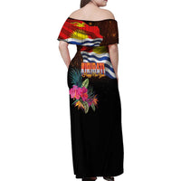 Kiribati Flag and Fireworks Family Matching Off Shoulder Maxi Dress and Hawaiian Shirt First Place Welcome the New Year - Polynesian Pride