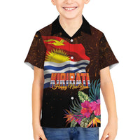 Kiribati Flag and Fireworks Family Matching Puletasi and Hawaiian Shirt First Place Welcome the New Year - Polynesian Pride
