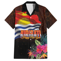 Kiribati Flag and Fireworks Family Matching Short Sleeve Bodycon Dress and Hawaiian Shirt First Place Welcome the New Year - Polynesian Pride