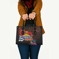 Kiribati Flag and Fireworks Leather Bag First Place Welcome the New Year - Polynesian Pride
