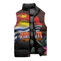 Kiribati Flag and Fireworks Sleeveless Puffer Jacket First Place Welcome the New Year - Polynesian Pride