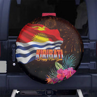 Kiribati Flag and Fireworks Spare Tire Cover First Place Welcome the New Year - Polynesian Pride