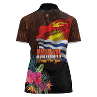 Kiribati Flag and Fireworks Women Polo Shirt First Place Welcome the New Year LT03 - Polynesian Pride