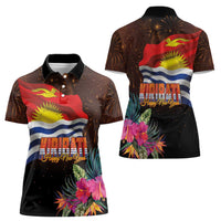 Kiribati Flag and Fireworks Women Polo Shirt First Place Welcome the New Year LT03 - Polynesian Pride