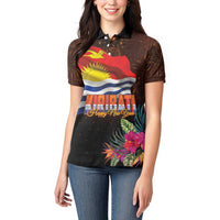 Kiribati Flag and Fireworks Women Polo Shirt First Place Welcome the New Year LT03 - Polynesian Pride