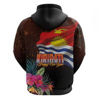Kiribati Flag and Fireworks Zip Hoodie First Place Welcome the New Year - Polynesian Pride