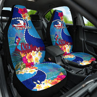 Personalised Haiti 220th Anniversary Independence Day Car Seat Cover Ayiti Flower with Polynesian Pattern LT03 One Size Blue - Polynesian Pride