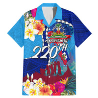 Personalised Haiti 220th Anniversary Independence Day Family Matching Mermaid Dress and Hawaiian Shirt Ayiti Flower with Polynesian Pattern LT03 Dad's Shirt - Short Sleeve Blue - Polynesian Pride