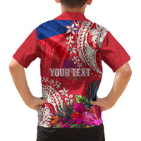 Personalised Haiti Coat Of Arms Family Matching Summer Maxi Dress and Hawaiian Shirt Repiblik d Ayiti Tropical Flower Red Polynesian Pattern LT03 - Polynesian Pride