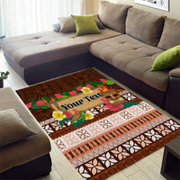 Pasifika Festival Auckland Area Rug Polynesian Tribal with Pacific Pattern Brown Color