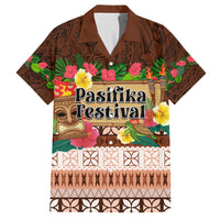 Pasifika Festival Auckland Family Matching Short Sleeve Bodycon Dress and Hawaiian Shirt Polynesian Tribal with Pacific Pattern Brown Color LT03 Dad's Shirt - Short Sleeve Brown - Polynesian Pride