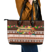 Pasifika Festival Auckland Leather Tote Bag Polynesian Tribal with Pacific Pattern Brown Color LT03 - Polynesian Pride