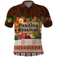 Pasifika Festival Auckland Polo Shirt Polynesian Tribal with Pacific Pattern Brown Color LT03 Brown - Polynesian Pride