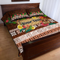 Pasifika Festival Auckland Quilt Bed Set Polynesian Tribal with Pacific Pattern Brown Color