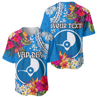 Yap Day Baseball Jersey Tapa Pattern with Hisbiscus LT03 - Polynesian Pride