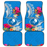 Yap Day Car Mats Tapa Pattern with Hisbiscus