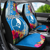 Yap Day Car Seat Cover Tapa Pattern with Hisbiscus