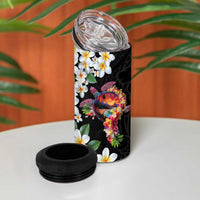 Hawaiian Lei Day 4 in 1 Can Cooler Tumbler Plumeria and Turtle with Polynesian Tribal Pattern