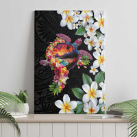 Hawaiian Lei Day Canvas Wall Art Plumeria and Turtle with Polynesian Tribal Pattern