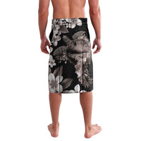 Hawaiian Lei Day Lavalava Plumeria and Turtle with Polynesian Tribal Pattern Grayscale Color