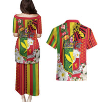 Personalised Hawaii and Philippines Together Couples Matching Puletasi and Hawaiian Shirt The Emblems with Cultural Symbols Green-Yellow-Red Tricolor