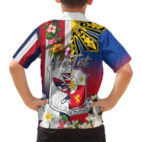 Personalised Hawaii and Philippines Together Family Matching Tank Maxi Dress and Hawaiian Shirt The Emblems with Cultural Symbols Blue-White-Red Tricolor LT03 - Polynesian Pride