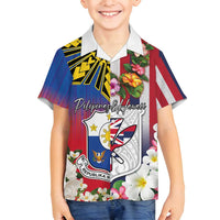 Personalised Hawaii and Philippines Together Family Matching Tank Maxi Dress and Hawaiian Shirt The Emblems with Cultural Symbols Blue-White-Red Tricolor LT03 Son's Shirt Art - Polynesian Pride