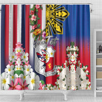 Personalised Hawaii and Philippines Together Shower Curtain The Emblems with Cultural Symbols Blue-White-Red Tricolor LT03 - Polynesian Pride