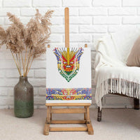 Haiti Flag Traditional Dashiki Canvas Wall Art White Color - Polynesian Pride