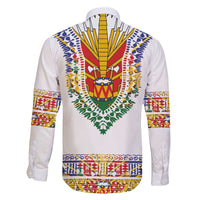 Haiti Flag Traditional Dashiki Family Matching Off The Shoulder Long Sleeve Dress and Hawaiian Shirt White Color - Polynesian Pride