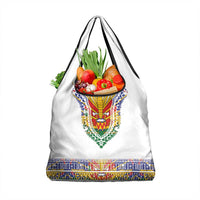 Haiti Flag Traditional Dashiki Grocery Bag White Color - Polynesian Pride