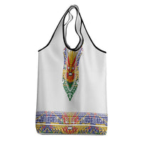 Haiti Flag Traditional Dashiki Grocery Bag White Color - Polynesian Pride