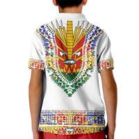 Haiti Flag Traditional Dashiki Kid Polo Shirt White Color - Polynesian Pride