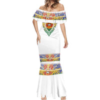 Haiti Flag Traditional Dashiki Mermaid Dress White Color LT03 - Polynesian Pride