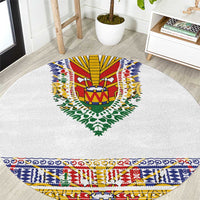 Haiti Flag Traditional Dashiki Round Carpet White Color - Polynesian Pride