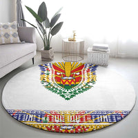 Haiti Flag Traditional Dashiki Round Carpet White Color - Polynesian Pride