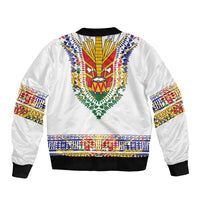 Haiti Flag Traditional Dashiki Sleeve Zip Bomber Jacket White Color LT03 - Polynesian Pride