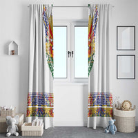 Haiti Flag Traditional Dashiki Window Curtain White Color - Polynesian Pride