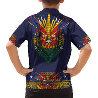 Haiti Flag Traditional Dashiki Family Matching Long Sleeve Bodycon Dress and Hawaiian Shirt Black Color LT03 - Polynesian Pride