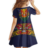 Haiti Flag Traditional Dashiki Family Matching Off Shoulder Maxi Dress and Hawaiian Shirt Black Color LT03 - Polynesian Pride