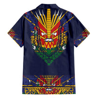 Haiti Flag Traditional Dashiki Family Matching Off Shoulder Maxi Dress and Hawaiian Shirt Black Color LT03 - Polynesian Pride