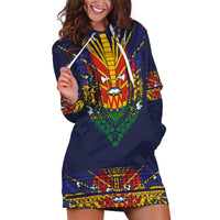 Haiti Flag Traditional Dashiki Hoodie Dress Black Color LT03 Black - Polynesian Pride