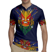 Haiti Flag Traditional Dashiki Rugby Jersey Black Color - Polynesian Pride