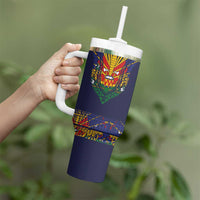 Haiti Flag Traditional Dashiki Tumbler With Handle Black Color - Polynesian Pride
